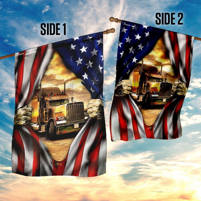 Proud Truck Driver American Flag | Garden Flag | Double Sided House Flag - GIFTCUSTOM