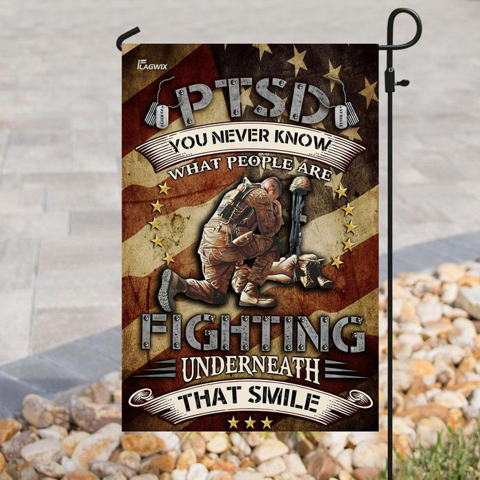 PTSD Veteran Flag | Garden Flag | Double Sided House Flag - GIFTCUSTOM