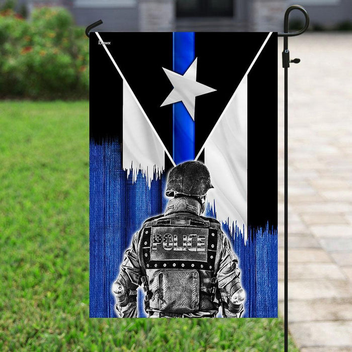 Puerto Rico Blue Line Flag | Garden Flag | Double Sided House Flag - GIFTCUSTOM