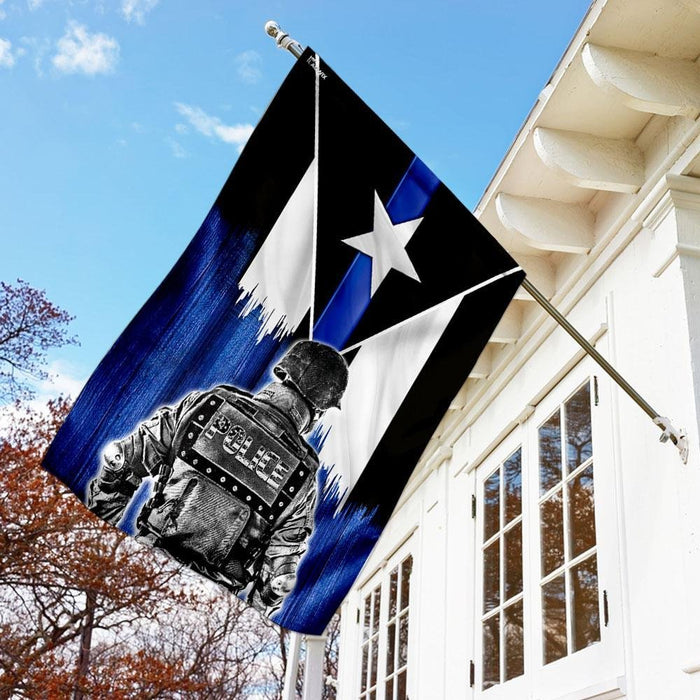 Puerto Rico Blue Line Flag | Garden Flag | Double Sided House Flag - GIFTCUSTOM