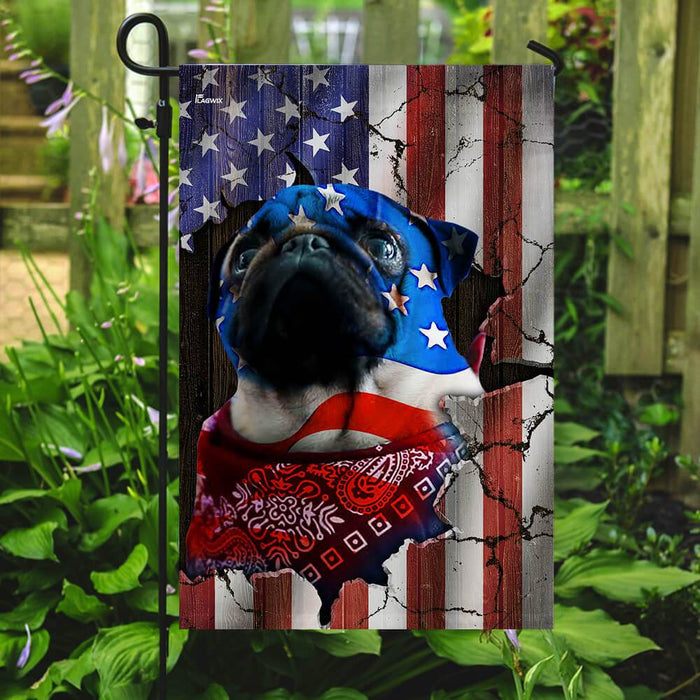 Pug American Flag | Garden Flag | Double Sided House Flag - GIFTCUSTOM