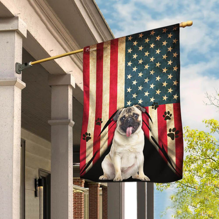 Pug American Flag | Garden Flag | Double Sided House Flag - GIFTCUSTOM