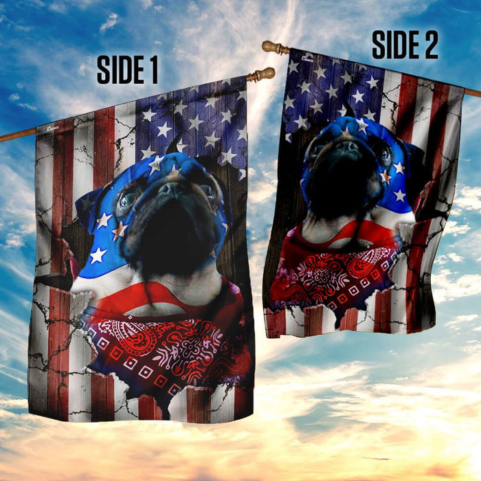 Pug American Flag | Garden Flag | Double Sided House Flag - GIFTCUSTOM