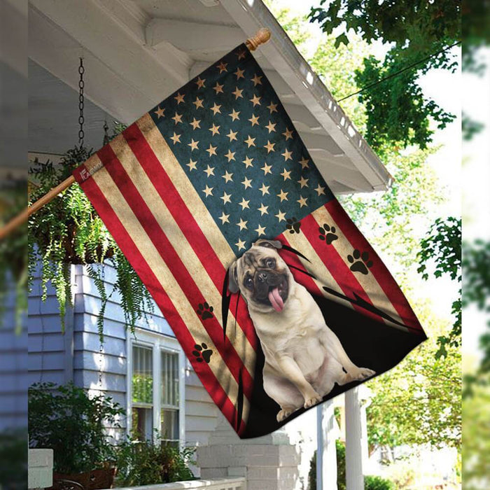 Pug American Flag | Garden Flag | Double Sided House Flag - GIFTCUSTOM