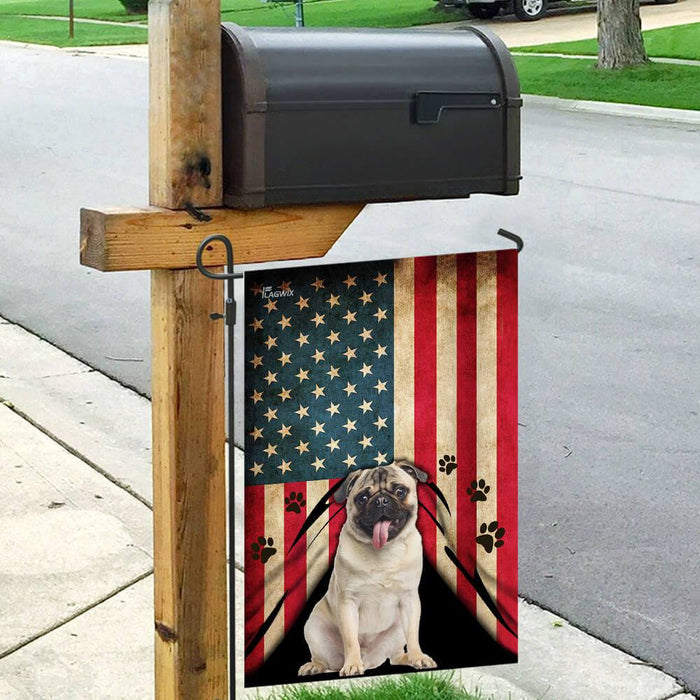 Pug American Flag | Garden Flag | Double Sided House Flag - GIFTCUSTOM