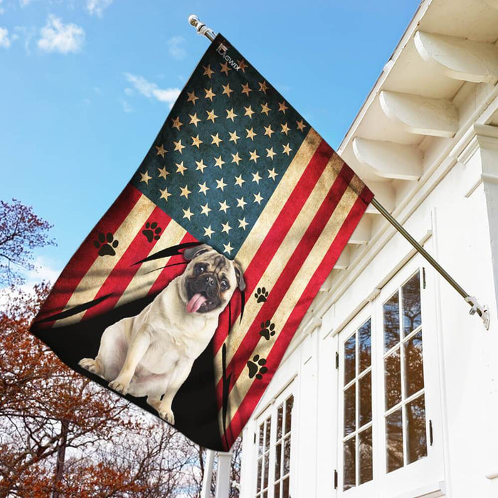 Pug American Flag | Garden Flag | Double Sided House Flag - GIFTCUSTOM