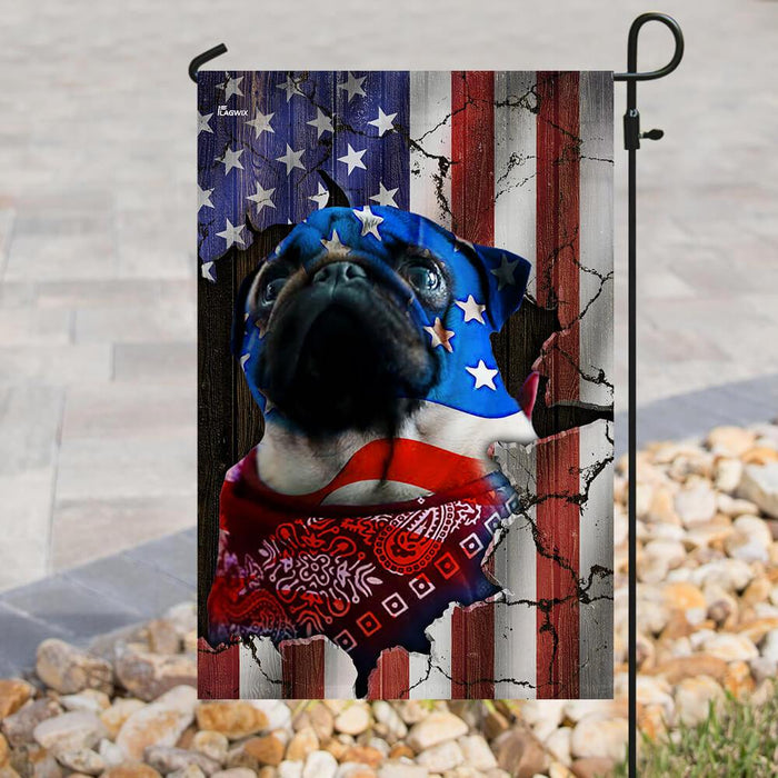 Pug American Flag | Garden Flag | Double Sided House Flag - GIFTCUSTOM