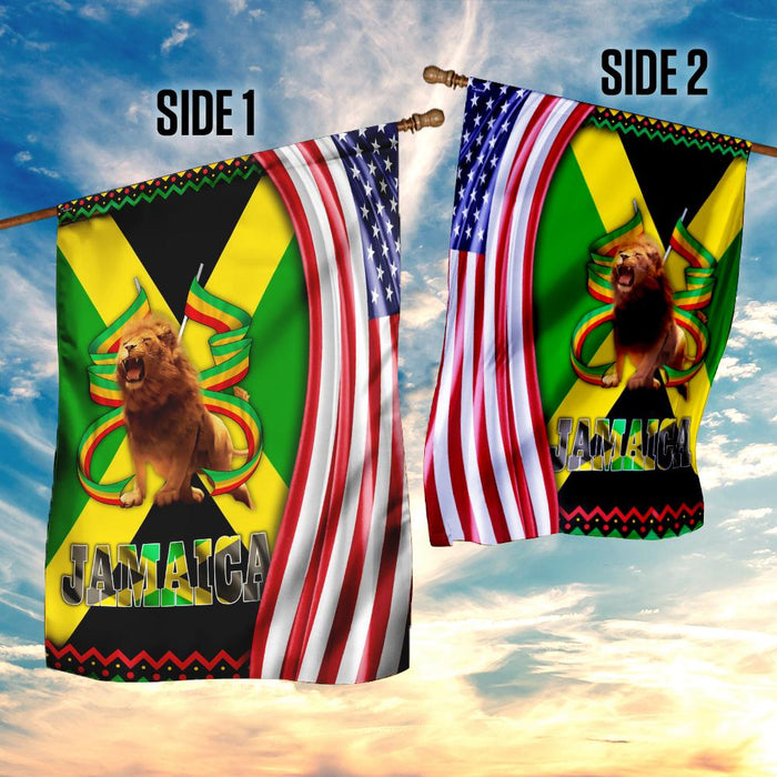 Rasta Lion Jamaica America Flag | Garden Flag | Double Sided House Flag - GIFTCUSTOM