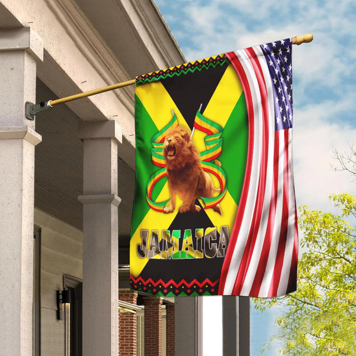 Rasta Lion Jamaica America Flag | Garden Flag | Double Sided House Flag - GIFTCUSTOM