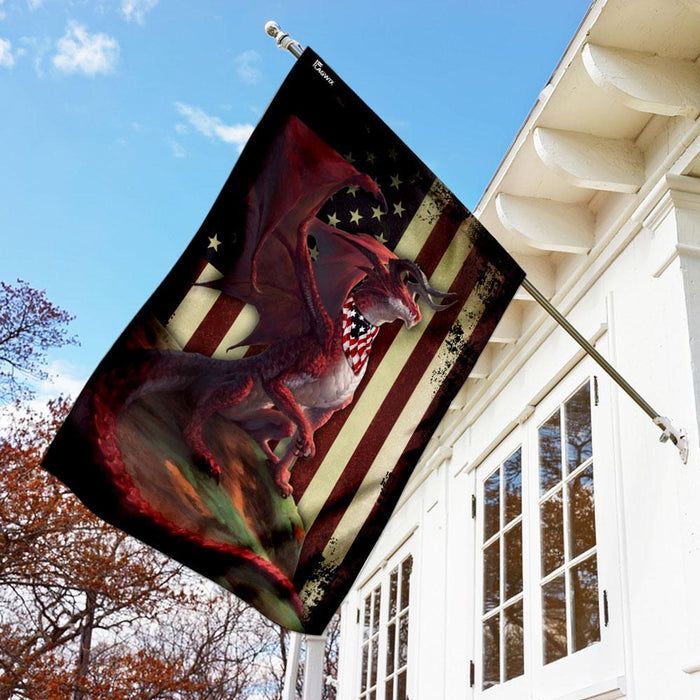 Red Dragon American Flag | Garden Flag | Double Sided House Flag - GIFTCUSTOM