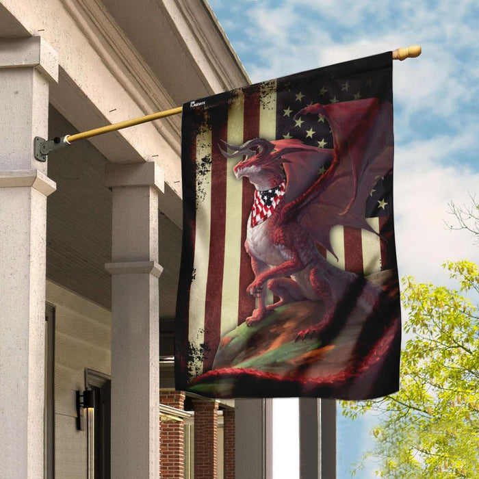 Red Dragon American Flag | Garden Flag | Double Sided House Flag - GIFTCUSTOM