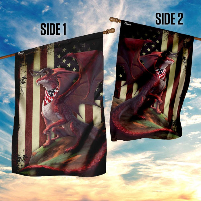 Red Dragon American Flag | Garden Flag | Double Sided House Flag - GIFTCUSTOM