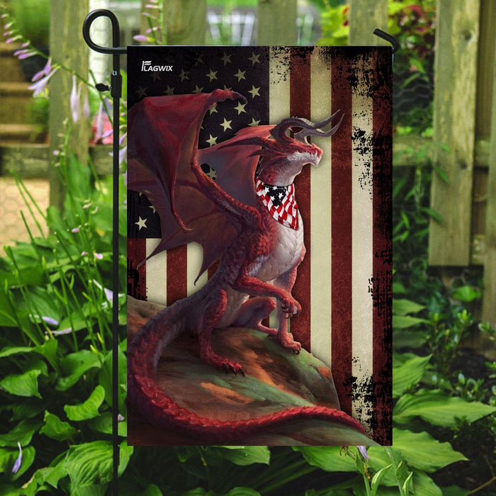 Red Dragon American Flag | Garden Flag | Double Sided House Flag - GIFTCUSTOM