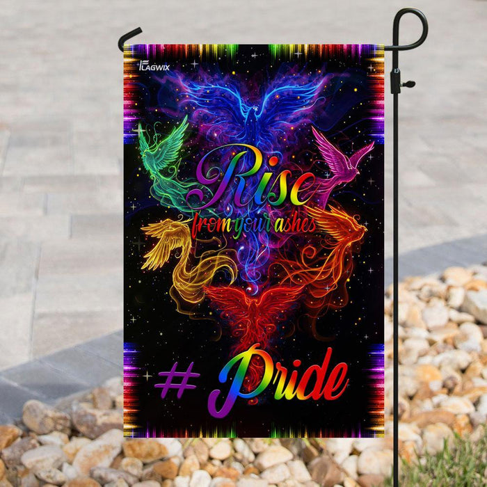 Rise From Your Ashes Phoenix LGBT Flag | Garden Flag | Double Sided House Flag - GIFTCUSTOM
