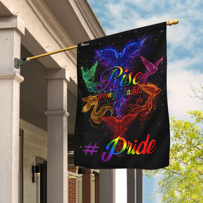 Rise From Your Ashes Phoenix LGBT Flag | Garden Flag | Double Sided House Flag - GIFTCUSTOM