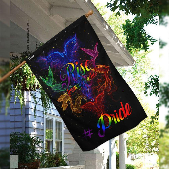 Rise From Your Ashes Phoenix LGBT Flag | Garden Flag | Double Sided House Flag - GIFTCUSTOM