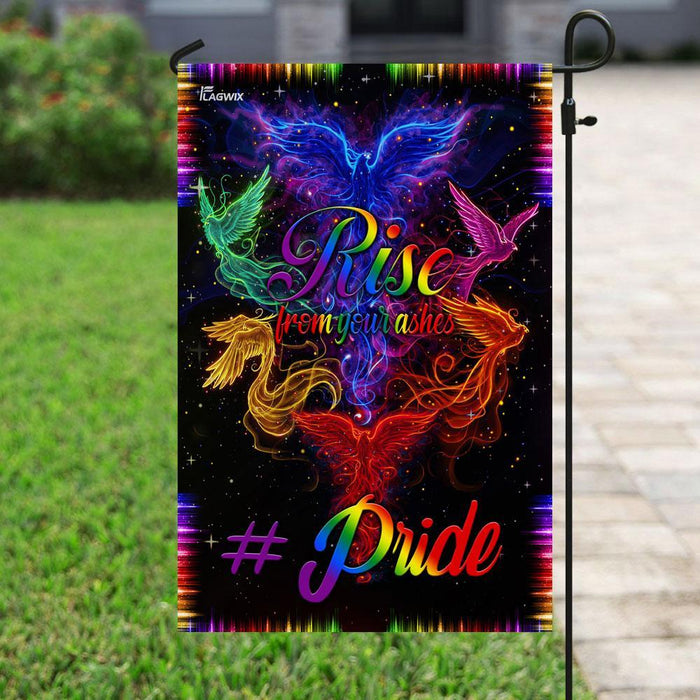 Rise From Your Ashes Phoenix LGBT Flag | Garden Flag | Double Sided House Flag - GIFTCUSTOM