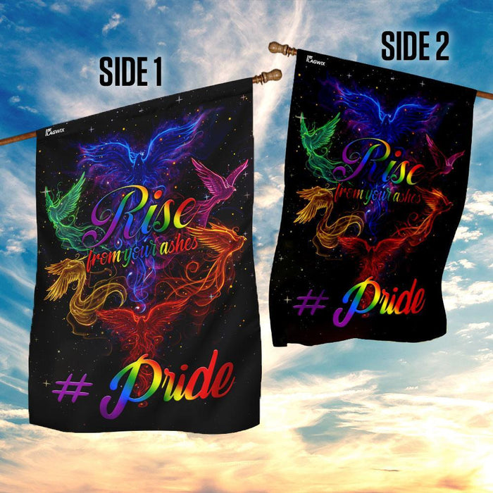 Rise From Your Ashes Phoenix LGBT Flag | Garden Flag | Double Sided House Flag - GIFTCUSTOM