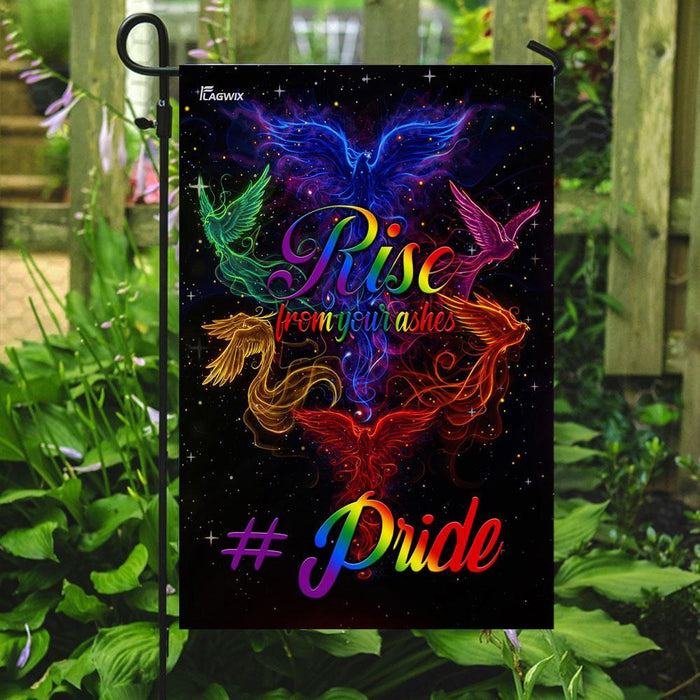 Rise From Your Ashes Phoenix LGBT Flag | Garden Flag | Double Sided House Flag - GIFTCUSTOM