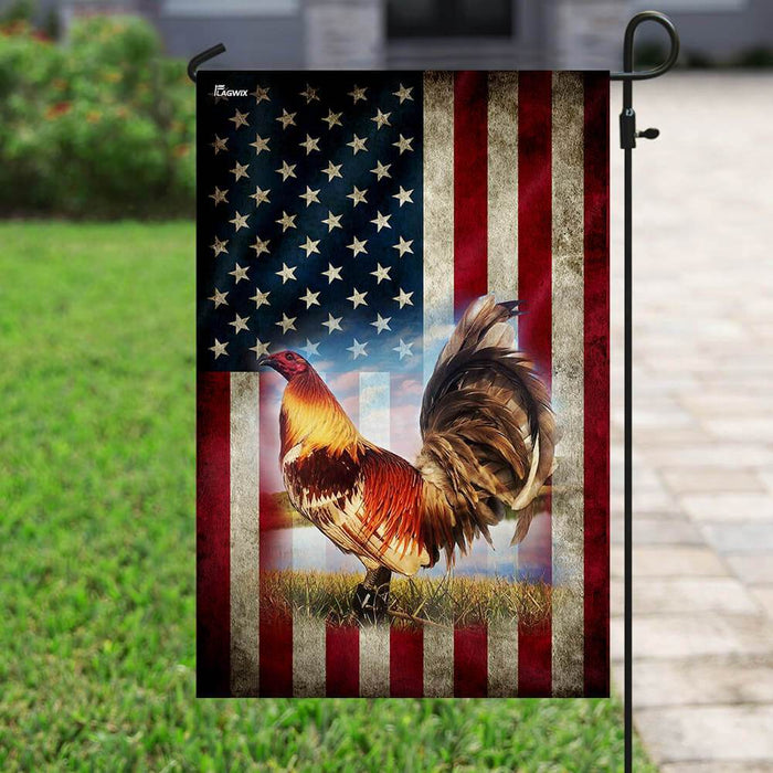 Rooster Amrican US Flag | Garden Flag | Double Sided House Flag - GIFTCUSTOM