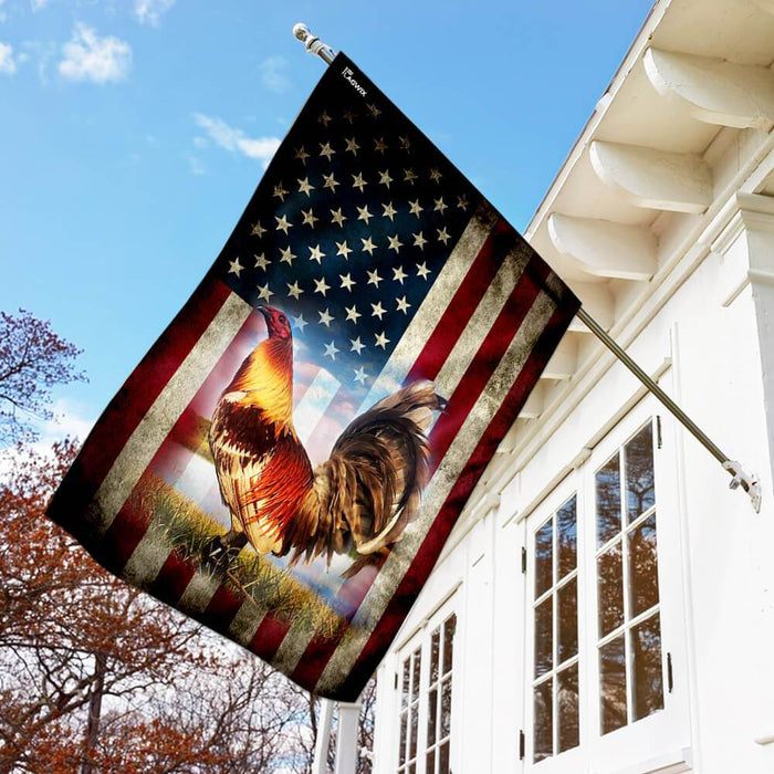 Rooster Amrican US Flag | Garden Flag | Double Sided House Flag - GIFTCUSTOM