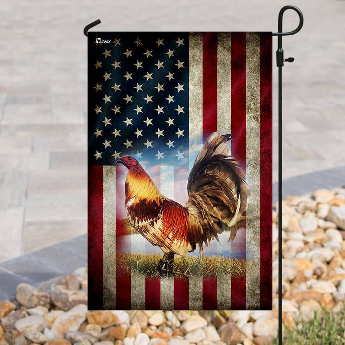 Rooster Amrican US Flag | Garden Flag | Double Sided House Flag - GIFTCUSTOM