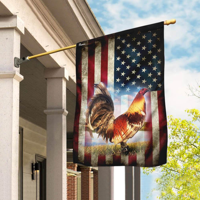 Rooster Amrican US Flag | Garden Flag | Double Sided House Flag - GIFTCUSTOM