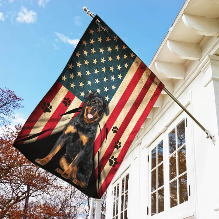 Rottweiler American Flag | Garden Flag | Double Sided House Flag - GIFTCUSTOM