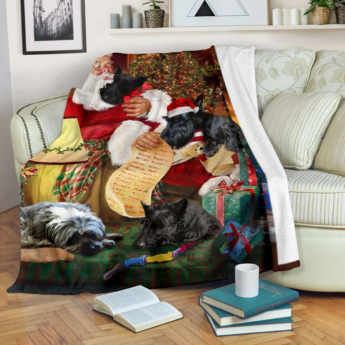 Scottish dog sleep with santa claus blanket - GIFTCUSTOM