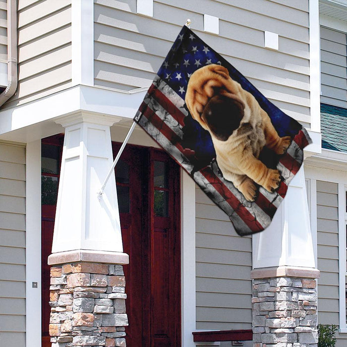 Shar Pei American Flag | Garden Flag | Double Sided House Flag - GIFTCUSTOM