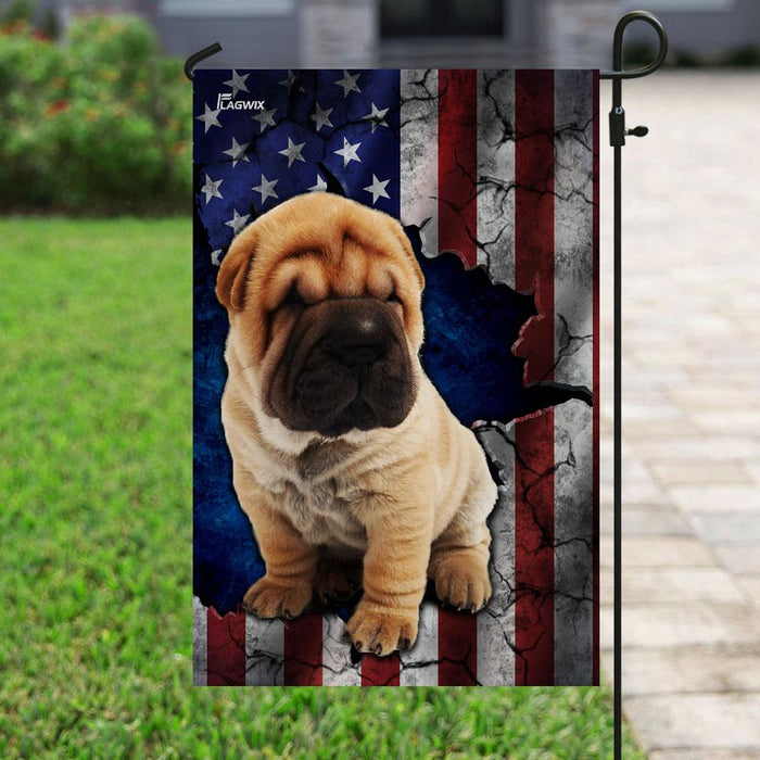 Shar Pei American Flag | Garden Flag | Double Sided House Flag - GIFTCUSTOM