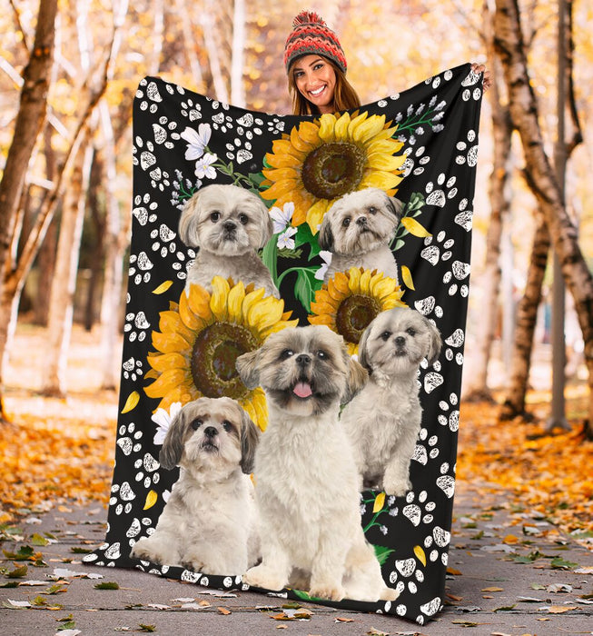 Shihtzu sunflower Blanket - GIFTCUSTOM