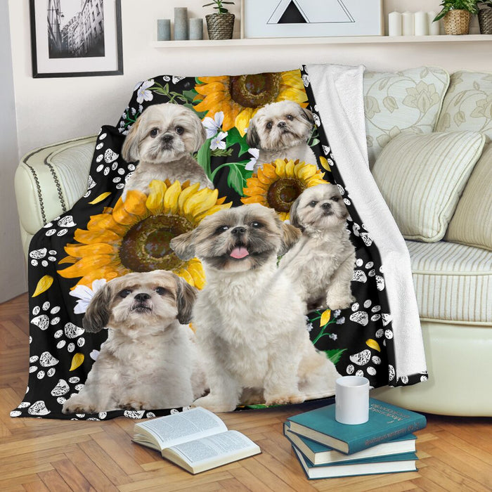 Shihtzu sunflower Blanket - GIFTCUSTOM