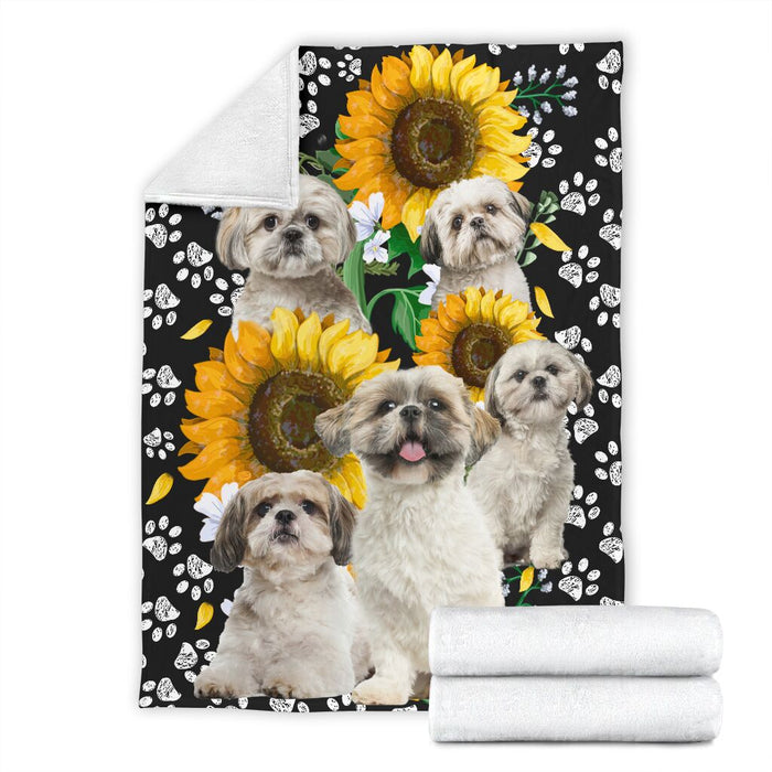 Shihtzu sunflower Blanket - GIFTCUSTOM