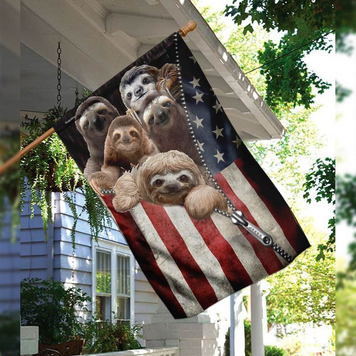 Sloth American Flag | Garden Flag | Double Sided House Flag - GIFTCUSTOM