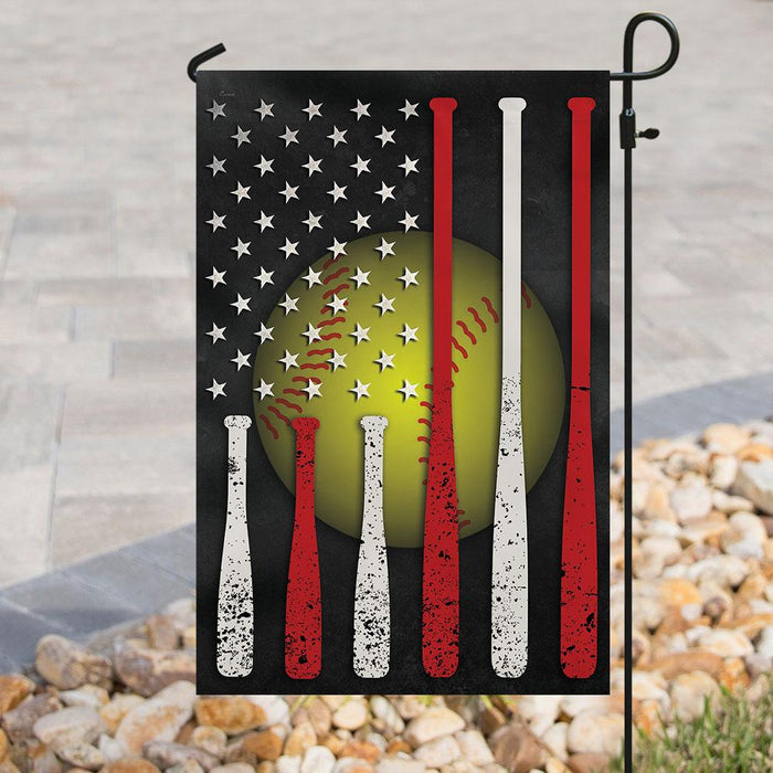 Softball American Flag | Garden Flag | Double Sided House Flag - GIFTCUSTOM