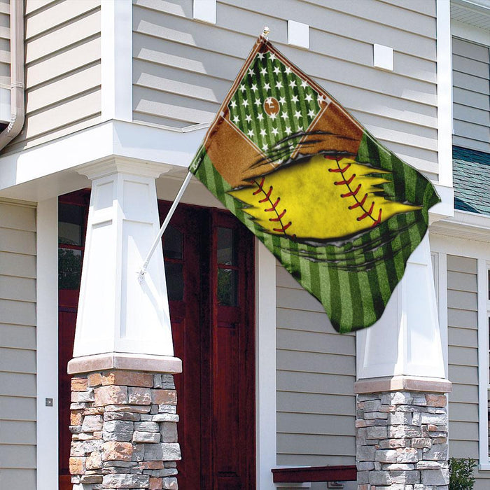 Softball Flag | Garden Flag | Double Sided House Flag - GIFTCUSTOM