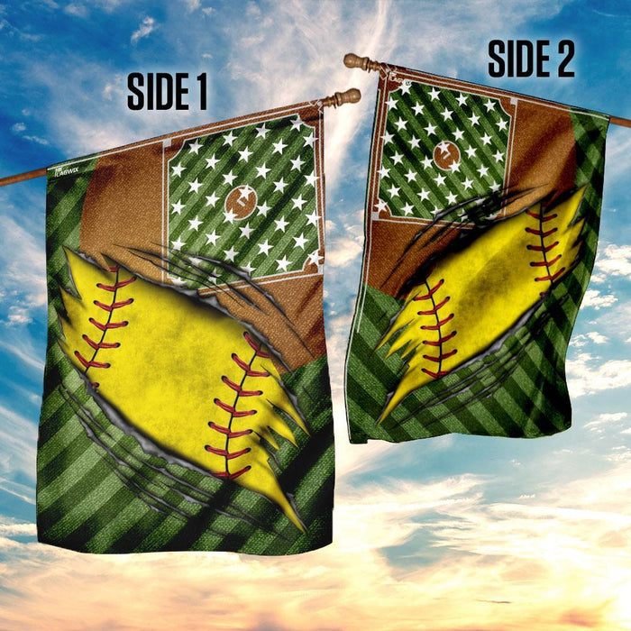 Softball Flag | Garden Flag | Double Sided House Flag - GIFTCUSTOM