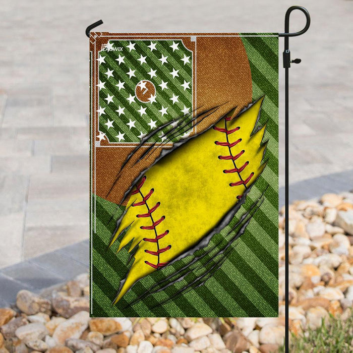 Softball Flag | Garden Flag | Double Sided House Flag - GIFTCUSTOM