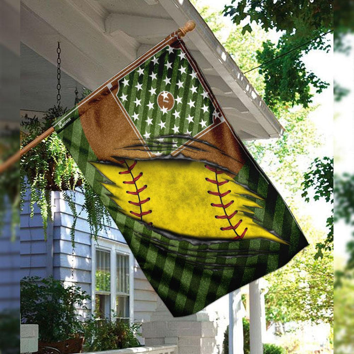 Softball Flag | Garden Flag | Double Sided House Flag - GIFTCUSTOM