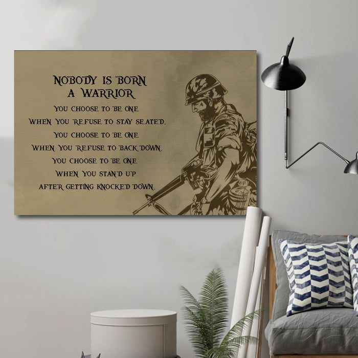 soldier Canvas and Poster ��� nobody is born a warrior wall decor visual art - GIFTCUSTOM