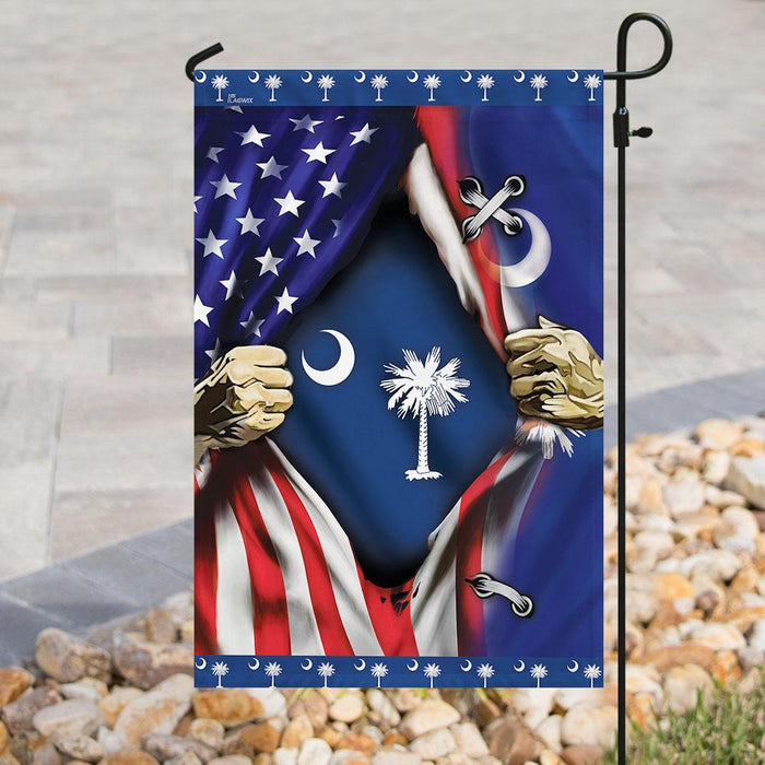 South Carolina And American Flag | Garden Flag | Double Sided House Flag - GIFTCUSTOM