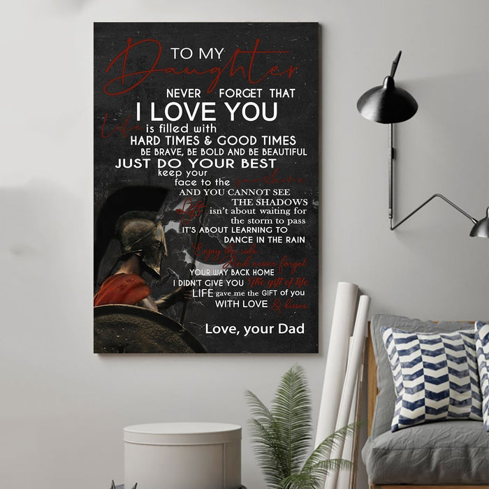 Spartan Canvas and Poster ��� Dad to daughter ��� Hard times and Good times wall decor visual art - GIFTCUSTOM