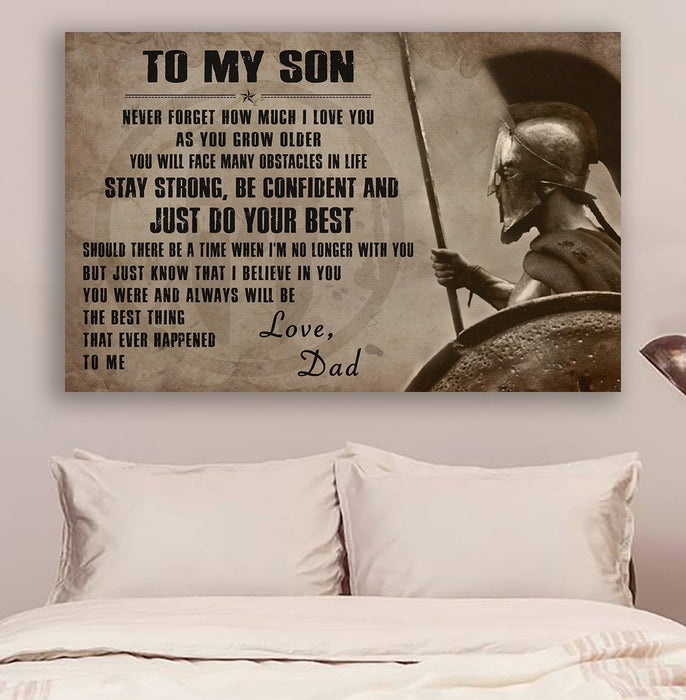 Spartan Canvas and Poster ��� Dad to son ��� Just do your best wall decor visual art - GIFTCUSTOM