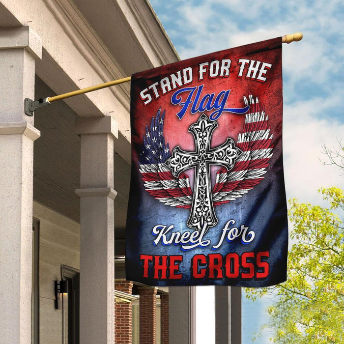 Stand For The Flag Kneel For The Cross Flag | Garden Flag | Double Sided House Flag - GIFTCUSTOM