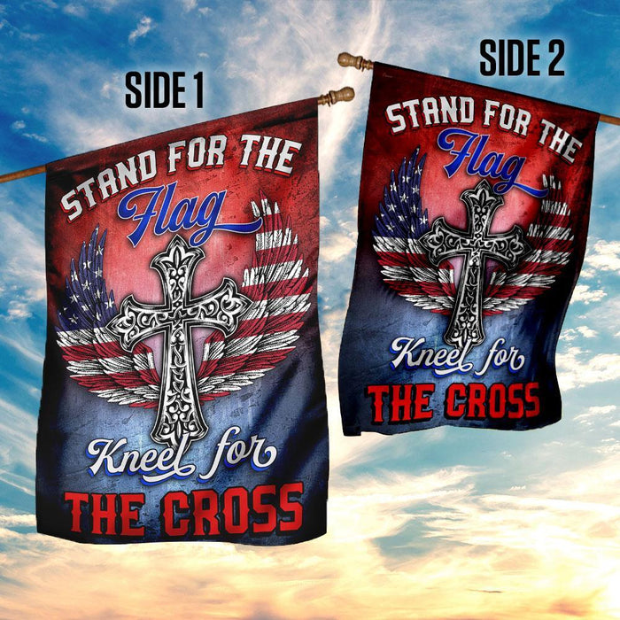 Stand For The Flag Kneel For The Cross Flag | Garden Flag | Double Sided House Flag - GIFTCUSTOM