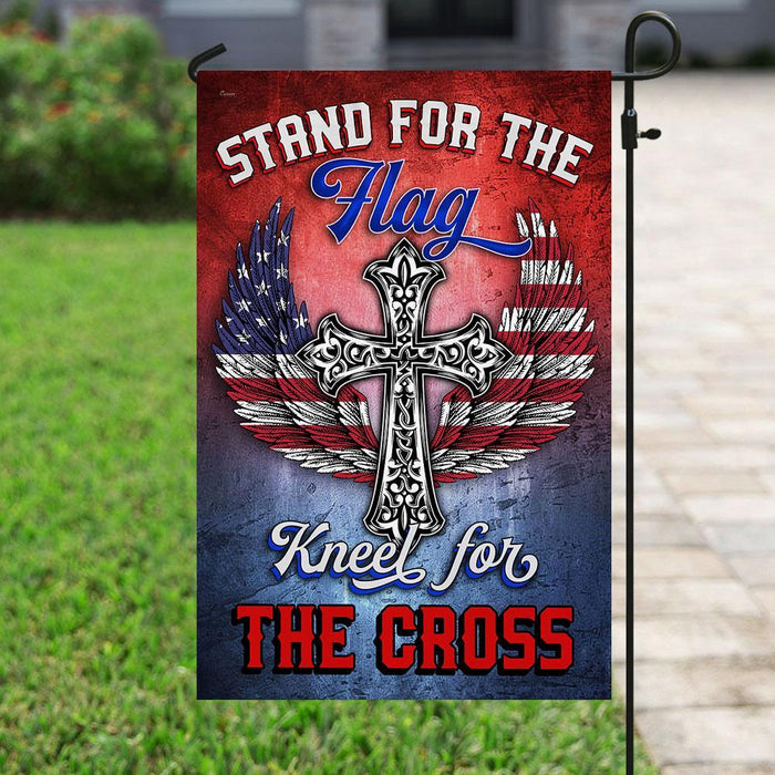 Stand For The Flag Kneel For The Cross Flag | Garden Flag | Double Sided House Flag - GIFTCUSTOM
