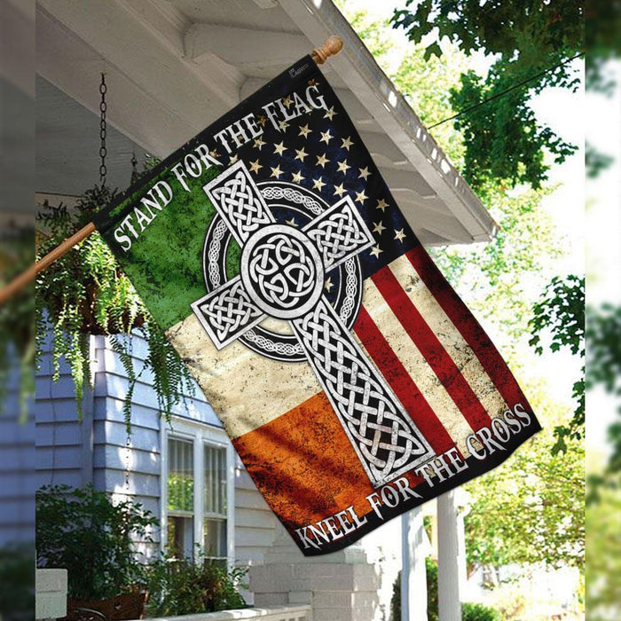 Stand For The Flag Kneel For The Cross, Irish Flag | Garden Flag | Double Sided House Flag - GIFTCUSTOM