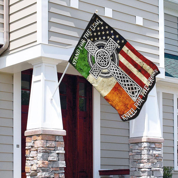 Stand For The Flag Kneel For The Cross, Irish Flag | Garden Flag | Double Sided House Flag - GIFTCUSTOM