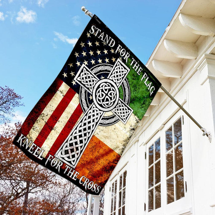 Stand For The Flag Kneel For The Cross, Irish Flag | Garden Flag | Double Sided House Flag - GIFTCUSTOM